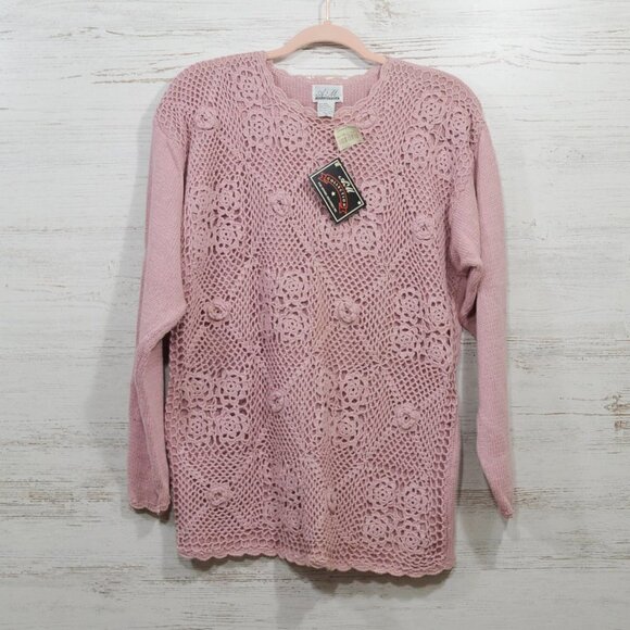 A&M Collection Sweaters - Vintage NWT A&M Collection Pink Crochet Sweater